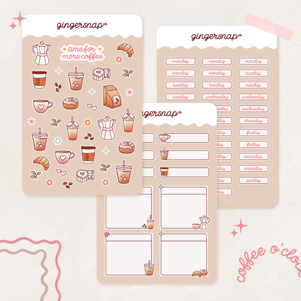 Coffee Cutie Journaling Sticker Pack (3 sheets)