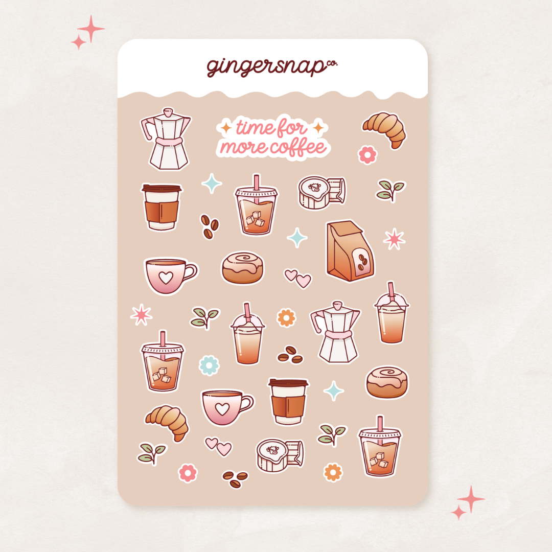 Coffee Cutie Illustration Sticker Sheet (1 sheet)